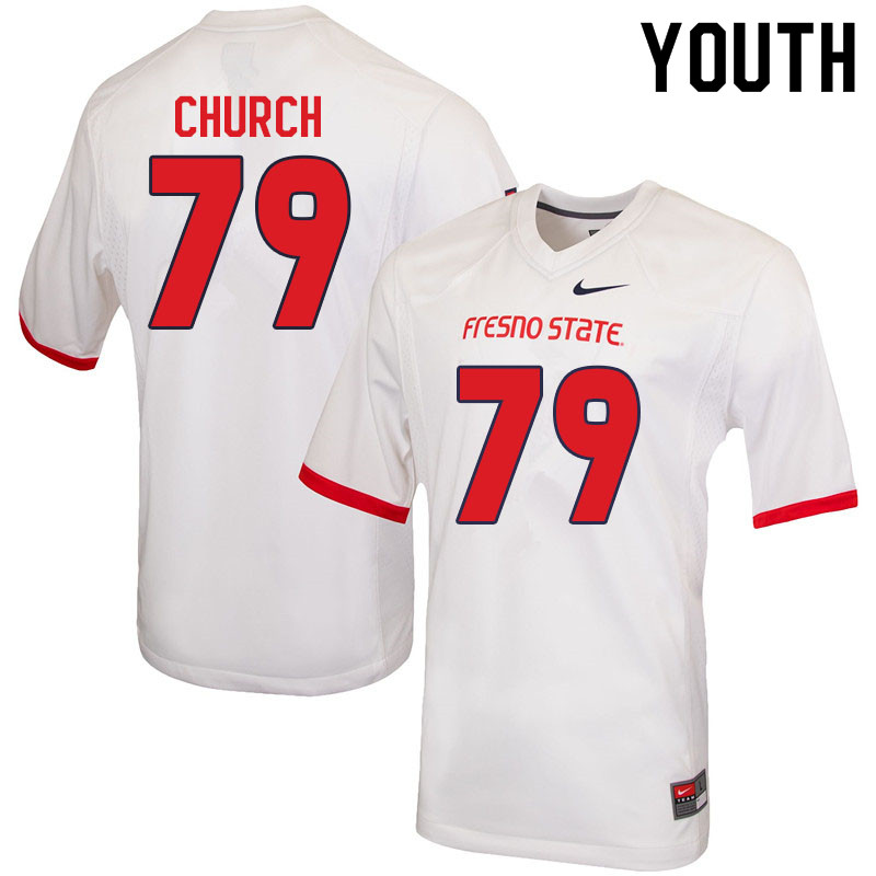 Youth #79 Joseph Church Fresno State Bulldogs College Football Jerseys Sale-White - Click Image to Close